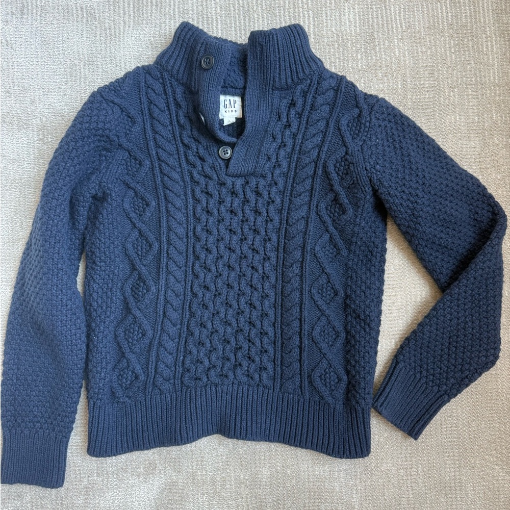 GAP Kids Deep Blue Cable Knit Turtleneck Sweater